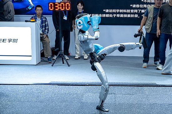 11月16日，广东深圳，第二十七届深圳高交会，宇树机器人展示拳击动作 视觉中国