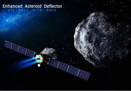 　　李明涛团队做了一个仿真实验，以提前10年防御直径340米的阿波菲斯小行星为例，如果利用传统的动能撞击方式，只能把它偏转176公里；但是以石击石方式可以把它偏转出1800公里，防御效果是传统的10倍