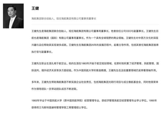 来源：海航集团官网截图