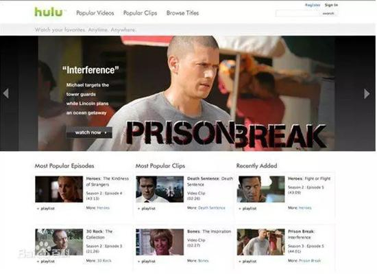 Hulu成为商业化最成功的视频网站之一 　　数据来源：Hulu官网