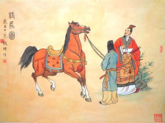 汉武帝试马图（钱晔画）
