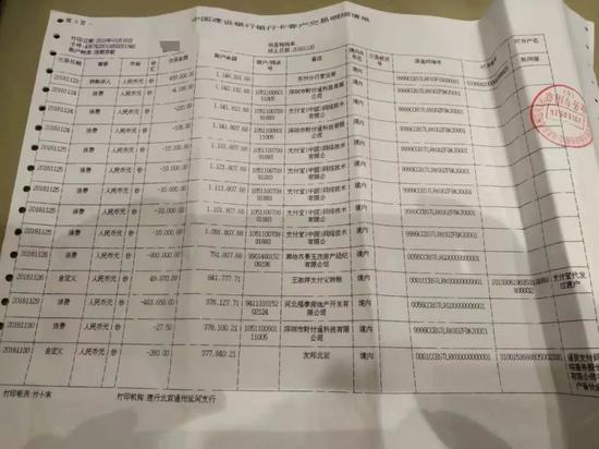某业主银行明细单显示溢价款已汇入齐景玉茂房产经纪。&nbsp;该公司近期已注销&nbsp; &nbsp;中房报记者 向军 ∕ 摄