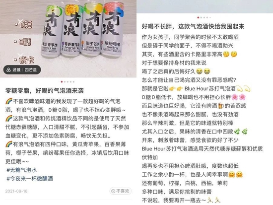 小红书上许多关于无糖酒的推荐