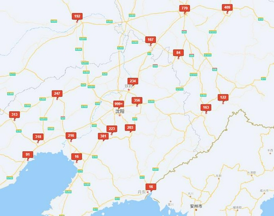 沈阳及其周边洗浴中心分布图