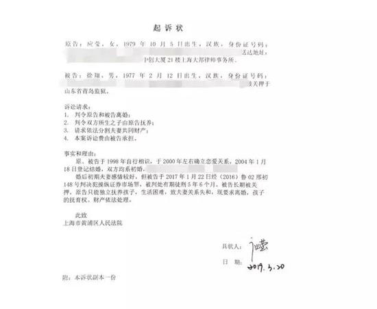 受访者提供的起诉状