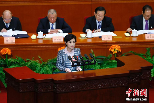 会上，徐晓兰委员作《小小一支笔 谱写大文章》的发言