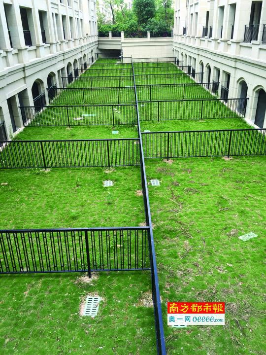 &nbsp;&nbsp;&nbsp;&nbsp;别墅后面的下沉花园被分割到户，金地曾称赠与业主使用。