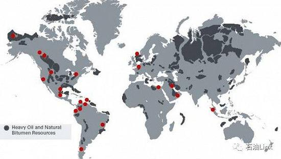 世界稠油油藏分布/ 数据来源石油Link