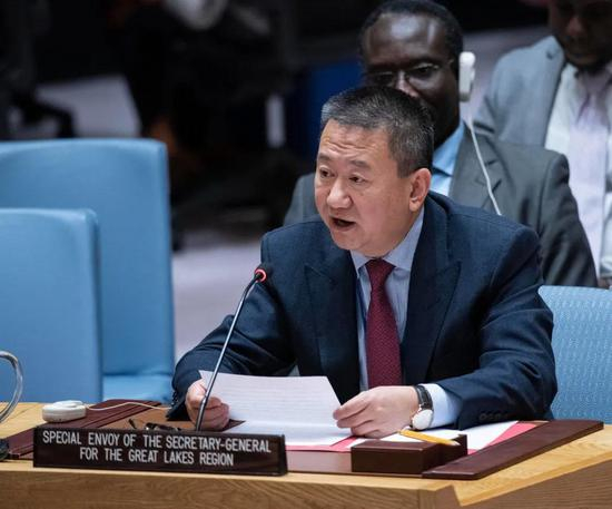 © 联合国政治和建设和平事务部图片 |&nbsp;夏煌向联合国安理会报告非洲大湖区情况