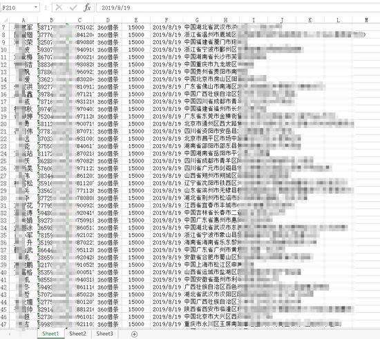  卖家李刚售卖的360借条用户信息