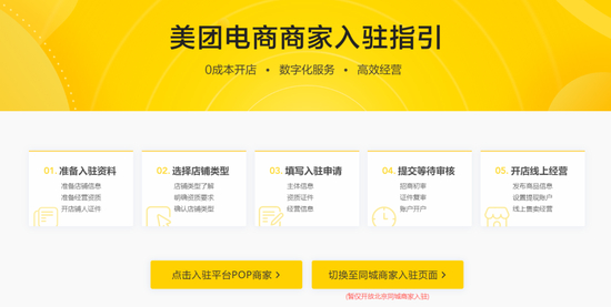 图/美团商家入驻页面 　　来源/燃次元截图