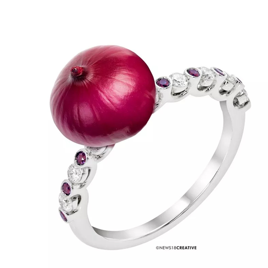  印度社交媒体上被恶搞的洋葱戒指。