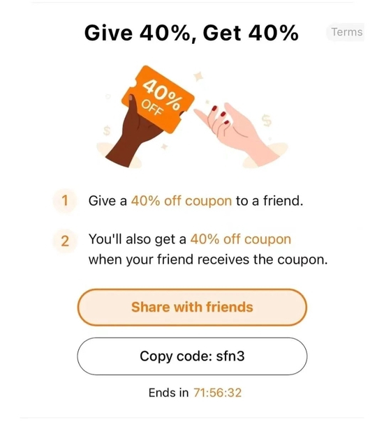 Temu分享得折扣页面