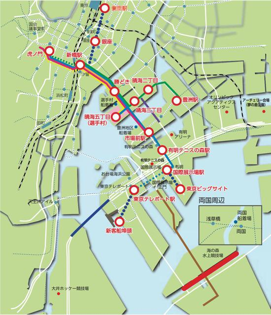△ 为了迎接奥运会，东京临海地区将导入 BRT （快速公交系统）交通网，连接东京站、新桥站、晴海、丰州、奥运村等地。图片来源 | 东京都奥运会・残奥会准备局
