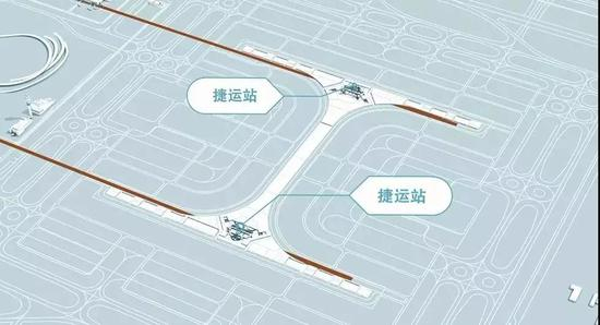 ▲&nbsp;旅客通过捷运系统往返航站楼与卫星厅，捷运系统分为东西两线，每条线路都是双线运行模式，适应突发情况下的不间断运行 / 上海机场集团官网