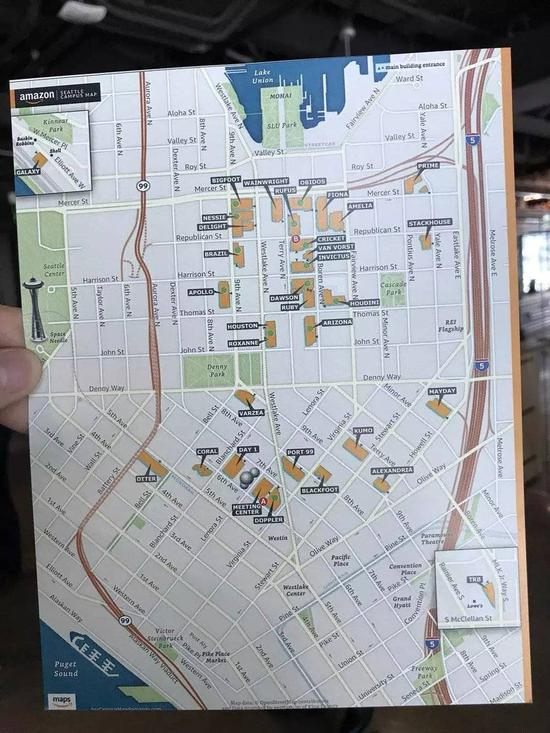 亚马逊西雅图办公楼分布