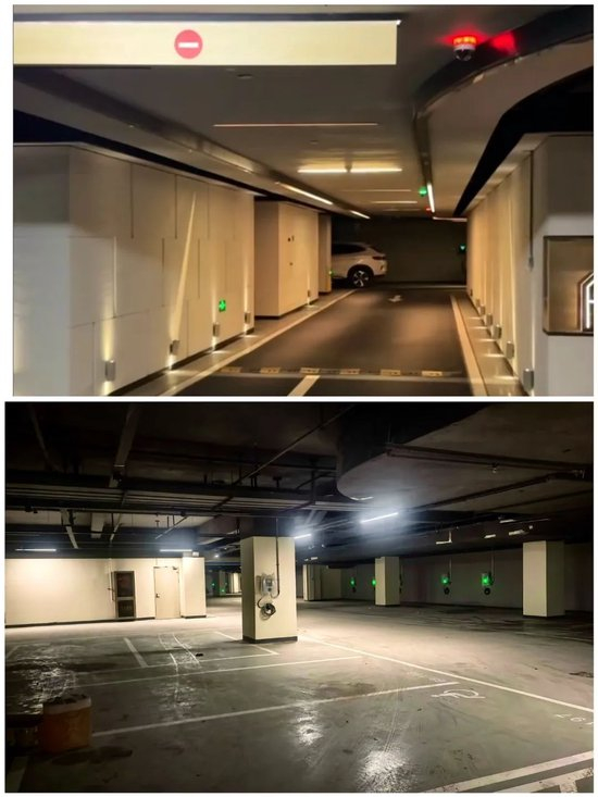 一期中洲滨海华府与中洲湾迎海的车库对比，业主供图
