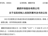 内幕交易！鹏鹞环保实控人获刑
