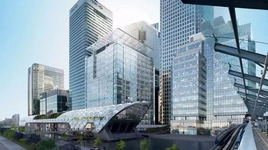 金丝雀码头商务区别具特色的Crossrail地铁站。