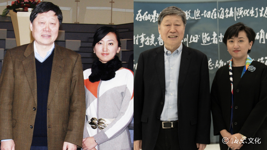 左图为2011年张瑞敏与周艳阳合影（周艳阳提供），右图为2022年张瑞敏与周艳阳合影