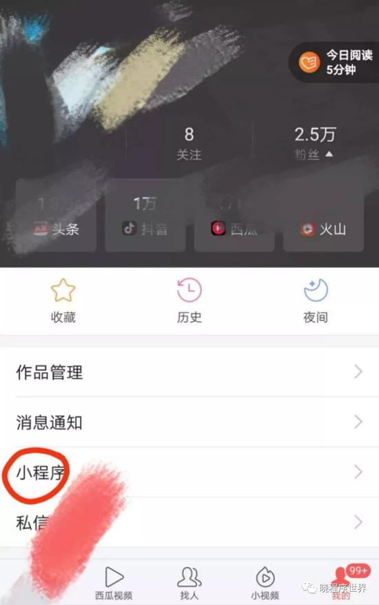 今日头条开放测试的小程序界面