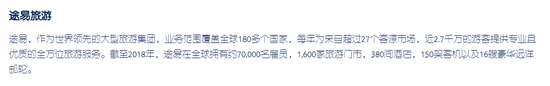 TCG主要竞争对手途易旅游的体量