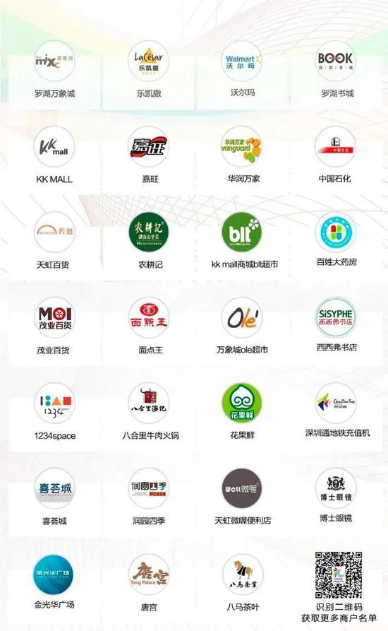 图为部分可使用商户。