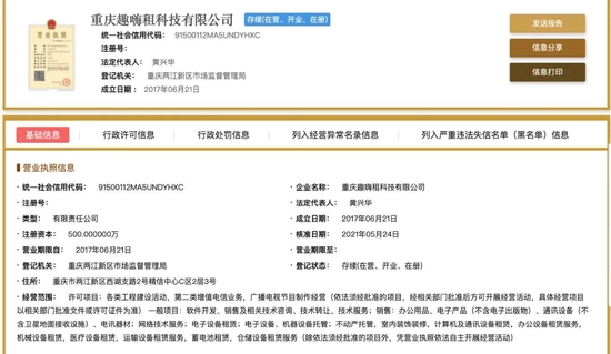 　△嗨租运营方重庆趣嗨租科技有限公司工商注册登记信息