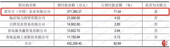 （预付余额前五名情况）