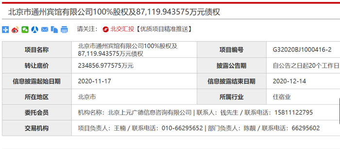 通州宾馆项目两次流拍后再拟转让 &nbsp;网络截图