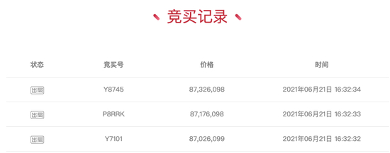 用户Y8745彻夜难眠&nbsp;/&nbsp;阿里拍卖截图&nbsp;