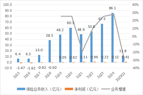 数据来源：历年年报及2025年一季度偿付能力报告