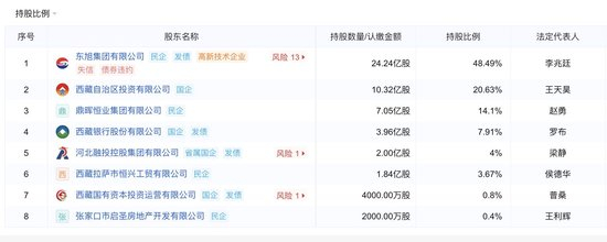 （西藏金租股东信息 来源：企业预警通）