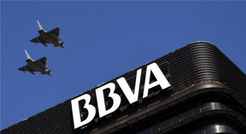 资料图片：大规模冻结旅西华人账户的西班牙BBVA银行。