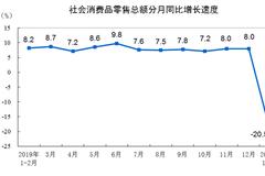 统计局：1-2月社会消费品零售总额下降20.5%