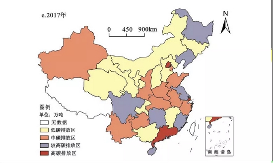 图2 2017年中国旅游业碳排放空间分布