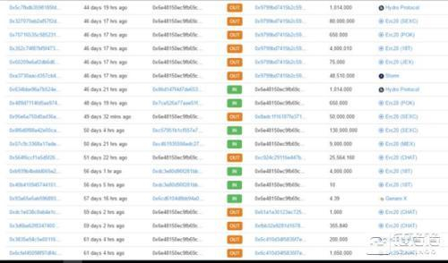 链得得注：太空链官方钱包地址记录的数字货币资产交易流水