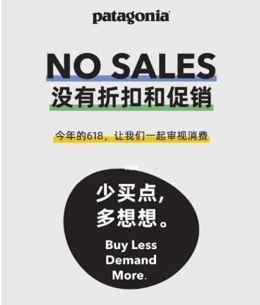 巴塔哥尼亚618购物节的可持续营销海报。