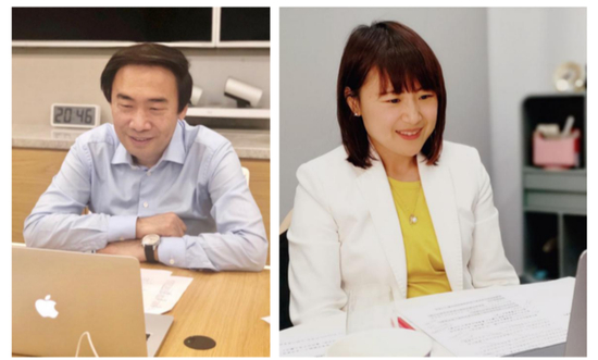 在线课堂中，邓锋和米雯娟分别在直播间。&nbsp;