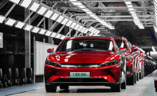 ▲图：比亚迪汉车间下线