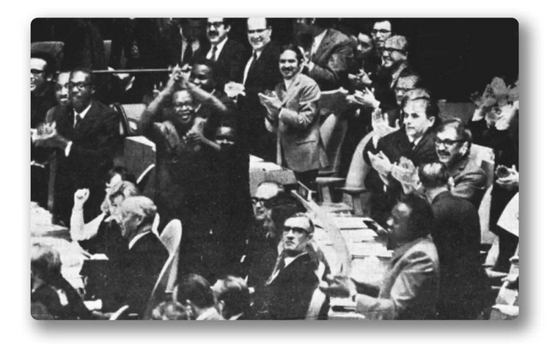 　▲1971年中国恢复联合国合法席位