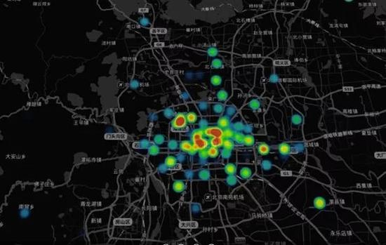 北京TOP50溢价片区分布图&nbsp;图片来源：云房数据研究中心