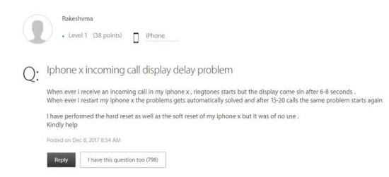 苹果官方支持页面上的用户留言。