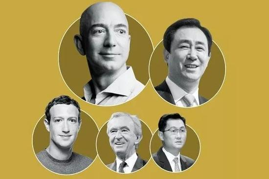 Bezos： Wesley Mann； Yan： Justin Chin—Bloomberg via Getty Images； Zuckerberg： Courtesy of Facebook； Arnault： Christophe Morin—IP3/Getty Images； Ma： Yan Yan—Imaginechina