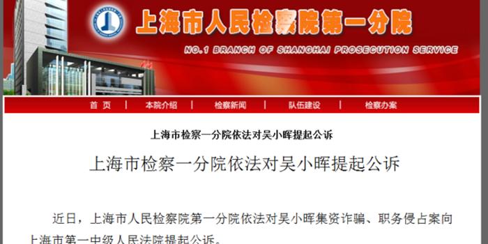 上海市检察院对吴小晖集资诈骗职务侵占案提起