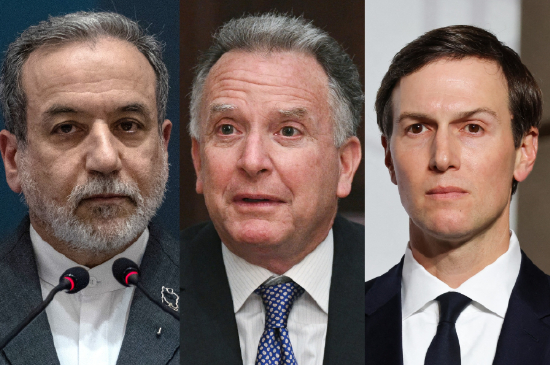 从左至右：阿巴斯·阿拉格齐、史蒂夫·威特科夫和贾里德·库什纳