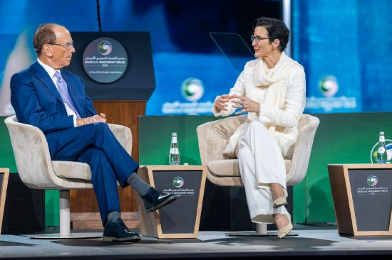 拉里·芬克和简·弗雷泽出席利雅得沙特-美国投资论坛。