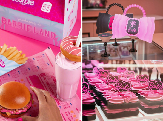 芭比联名产品，左为汉堡王，右为好利来