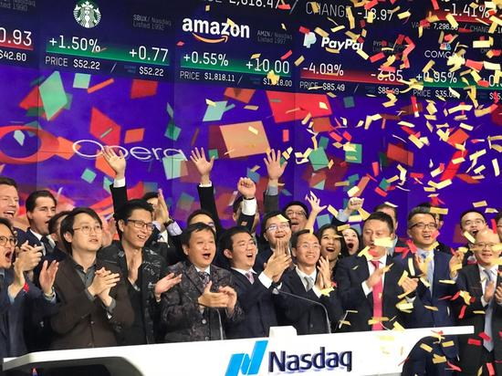 （图为Opera于纳斯达克上市现场 摄/魏天谌）