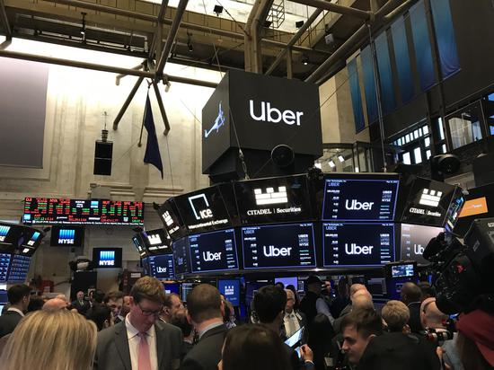 Uber纽交所上市现场。图片来源：新浪财经 摄影：魏天谌